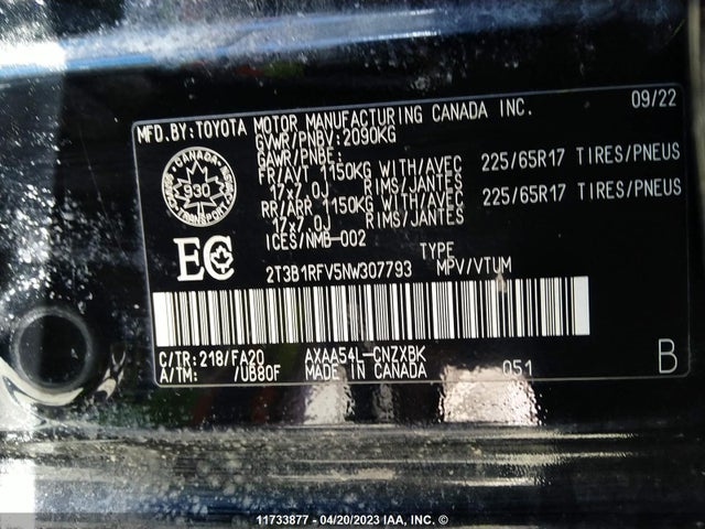 Toyota RAV4 LE 2022 2T3B1RFV5NW307793 Image 9