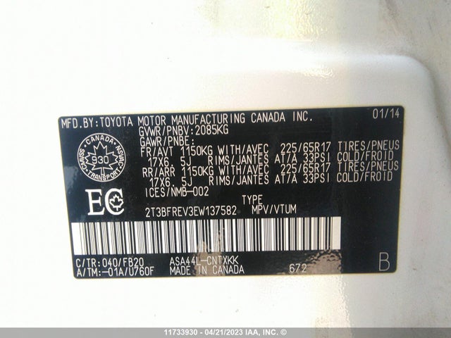 Toyota RAV4 LE 2014 2T3BFREV3EW137582 Image 11