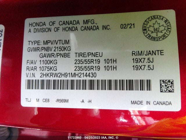 Honda CR-V 2021 2HKRW2H91MH214430 Image 11