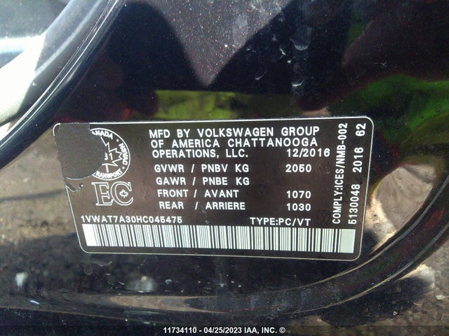 1VWAT7A30HC045475 Volkswagen Passat Trendline+