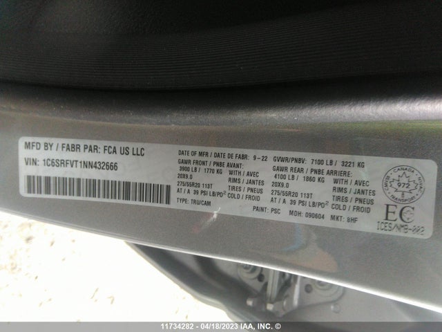1C6SRFVT1NN432666 RAM 1500 Sport