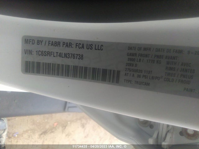 1C6SRFLT4LN376738 RAM 1500 Sport