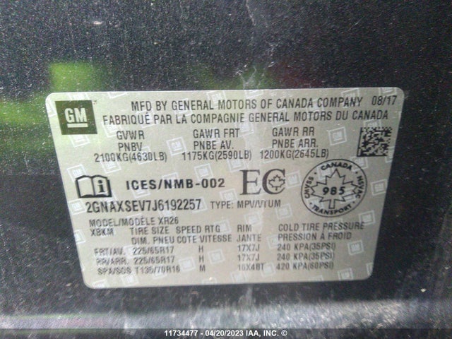 Chevrolet EQUINOX LT 2018 2GNAXSEV7J6192257 Image 10