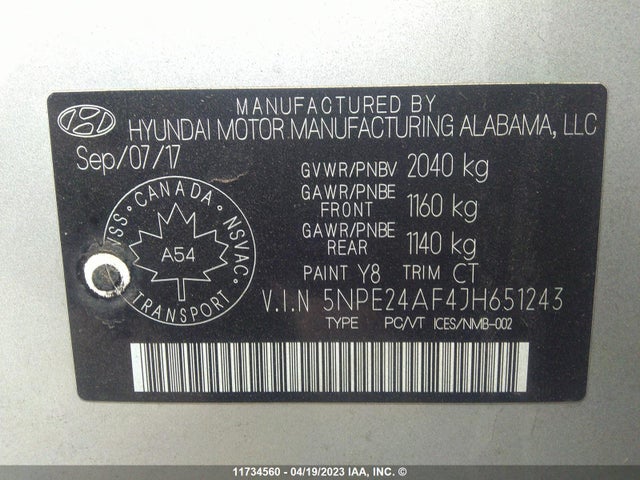 Hyundai SONATA GL 2018 5NPE24AF4JH651243 Image 9