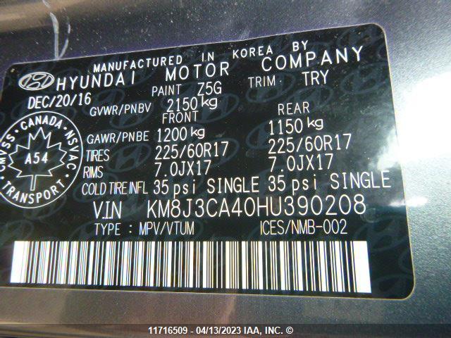 Hyundai TUCSON 2017 KM8J3CA40HU390208 Image 9