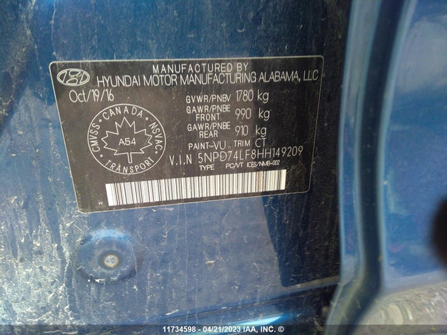 Hyundai Elantra Le 2017 5NPD74LF8HH149209 Image 10