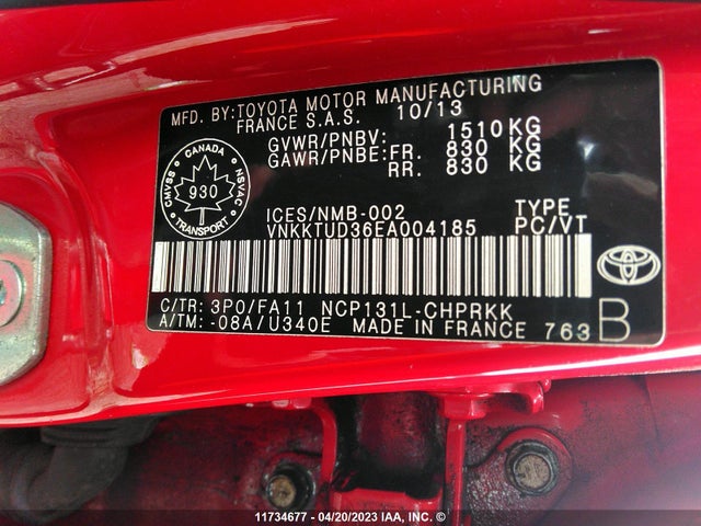 Toyota Yaris 2014 VNKKTUD36EA004185 Image 10