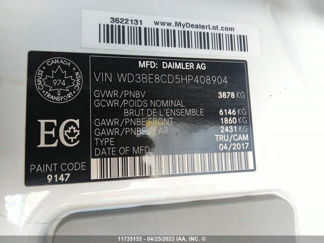 WD3BE8CD5HP408904 Mercedes-Benz SPRINTER CARGO VANS