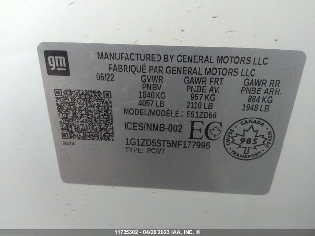 Chevrolet MALIBU LT 2022 1G1ZD5ST5NF177995 Image 9