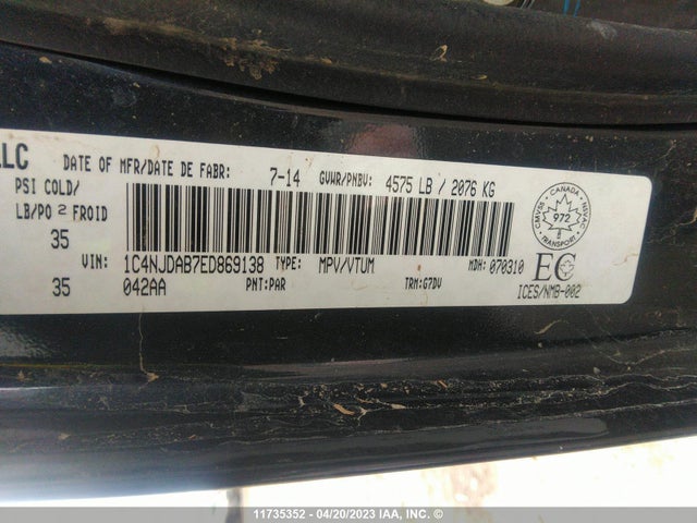 1C4NJDAB7ED869138 Jeep Compass Sport