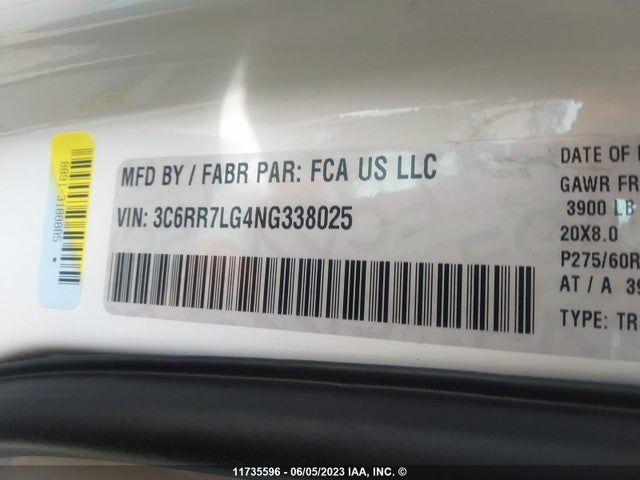 3C6RR7LG4NG338025 RAM 1500 Classic Slt