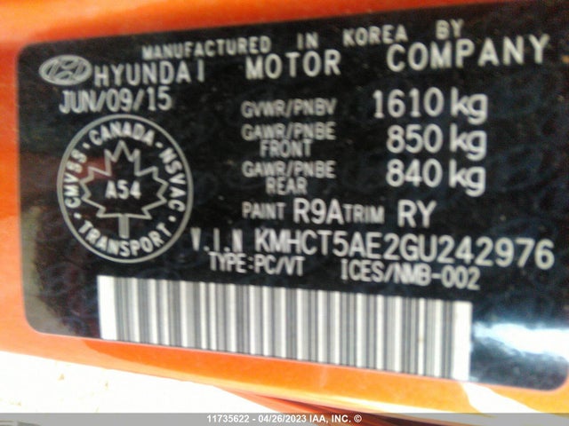 Hyundai ACCENT SE 2016 KMHCT5AE2GU242976 Image 9