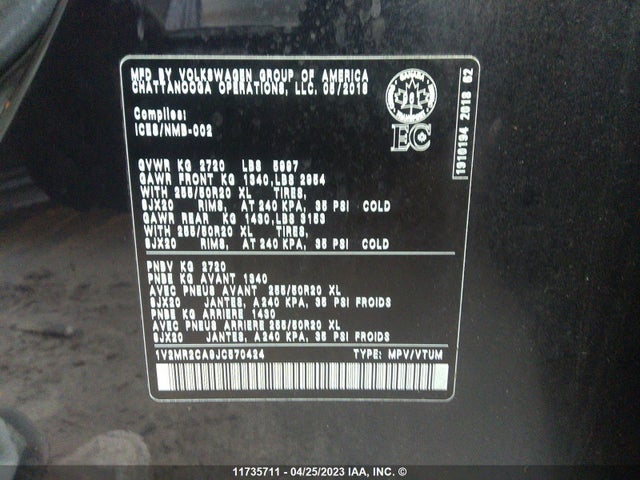 Volkswagen Atlas Highline 2018 1V2MR2CA9JC570424 Image 10