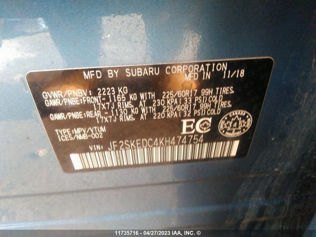 JF2SKEDC4KH474754 Subaru Forester Convenience