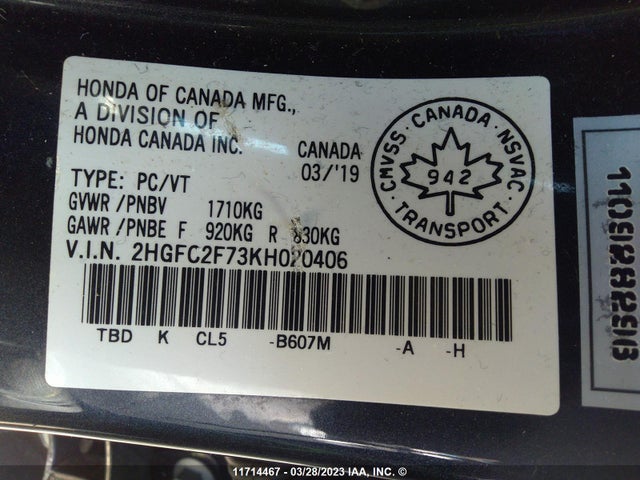 Honda Civic Ex 4dr 2019 2HGFC2F73KH020406 Image 10