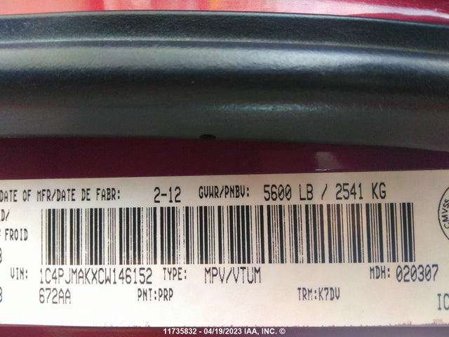 Продажа на аукционе авто 2012 Jeep Liberty, vin: 1C4PJMAKXCW146152, номер лота: 11735832