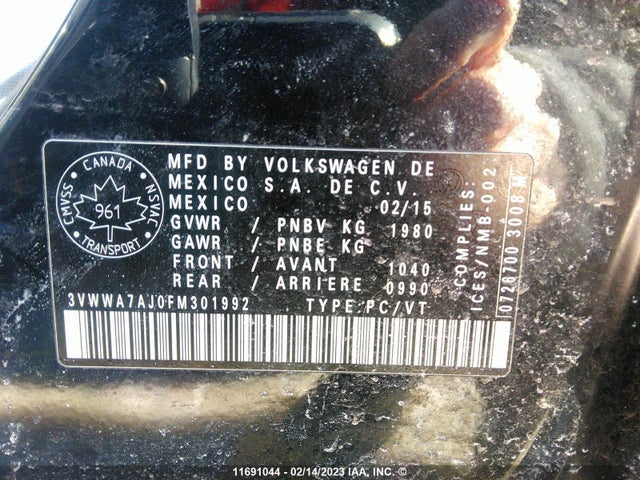 3VWWA7AJ0FM301992 Volkswagen JETTA TDI