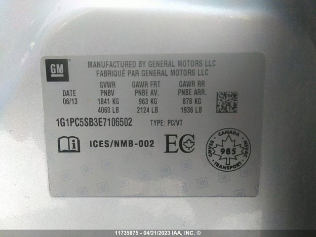 Chevrolet Cruze 1lt 2014 1G1PC5SB3E7106502 Image 10