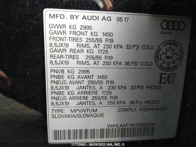 WA1LAAF78HD059526 Audi Q7 3.0t Progressiv