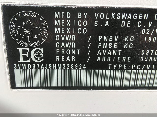 3VWDB7AJ9HM328924 Volkswagen JETTA SE