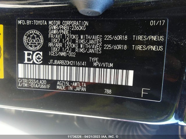 JTJBARBZ0H2116141 Lexus NX 200T