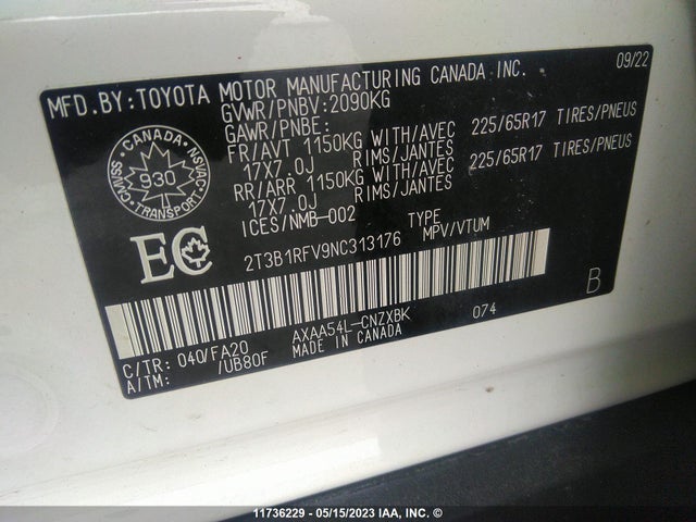 Toyota RAV4 LE 2022 2T3B1RFV9NC313176 Image 9