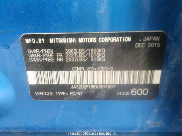 JA32U2FU8GU601807 Mitsubishi Lancer