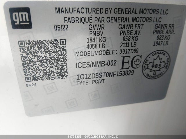 Chevrolet MALIBU LT 2022 1G1ZD5ST0NF153829 Image 9