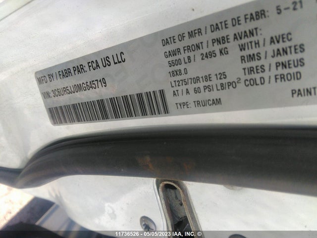 3C6UR5JJ0MG645719 RAM 2500 Big Horn