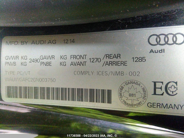 WAUWGAFC2GN003750 Audi A7 Premium Plus