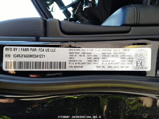1C4RJFAG6MC541271 Jeep Grand Cherokee Laredo