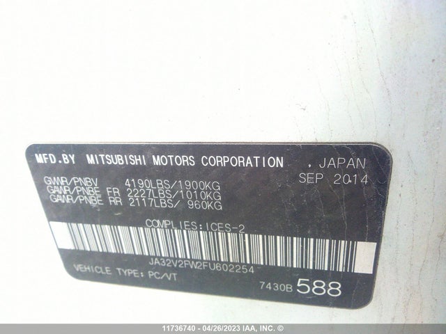 JA32V2FW2FU602254 Mitsubishi Lancer Se