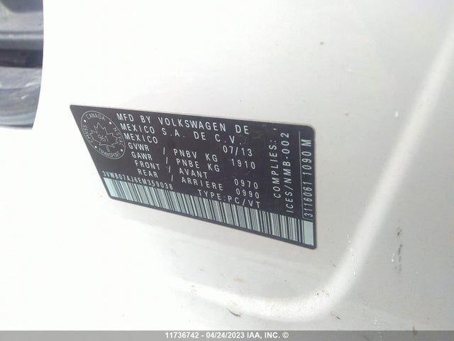 Volkswagen JETTA SE 2014 3VWB07AJ6EM359038 Image 9