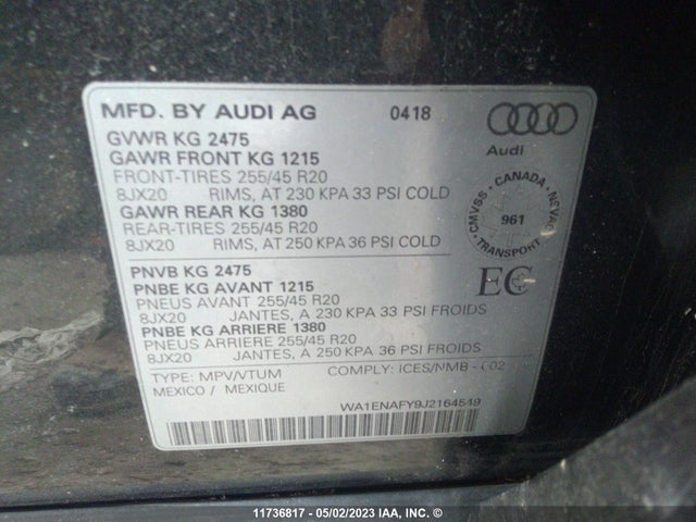 WA1ENAFY9J2164549 Audi Q5 Progressiv
