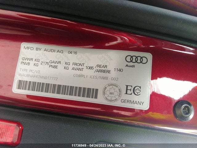 WAUBNAF47HN017772 Audi A4 Progressiv