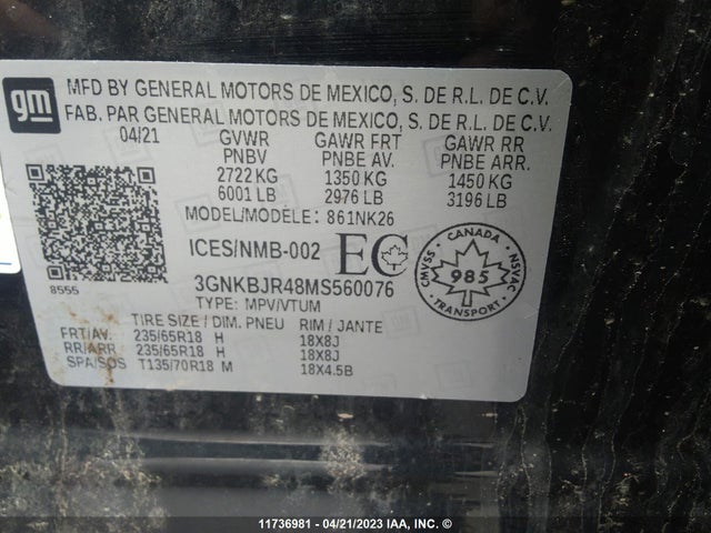 Chevrolet Blazer 3lt 2021 3GNKBJR48MS560076 Image 9