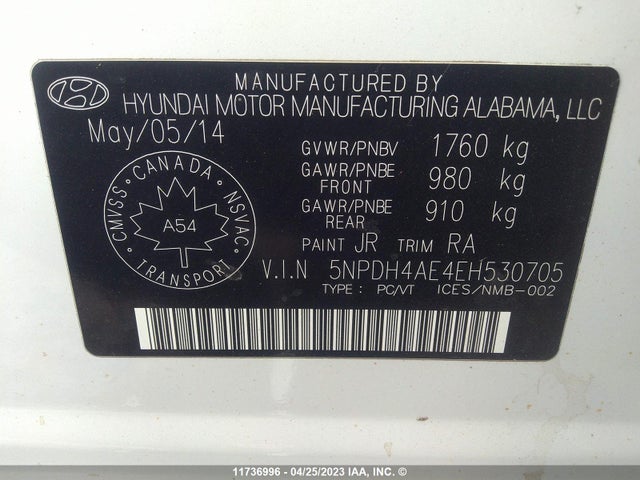 Hyundai Elantra Gls 2014 5NPDH4AE4EH530705 Image 10