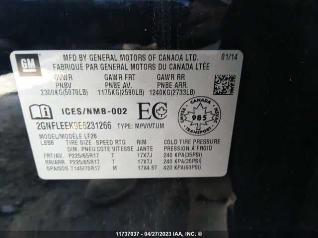 Chevrolet EQUINOX LS 2014 2GNFLEEK9E6231266 Image 9