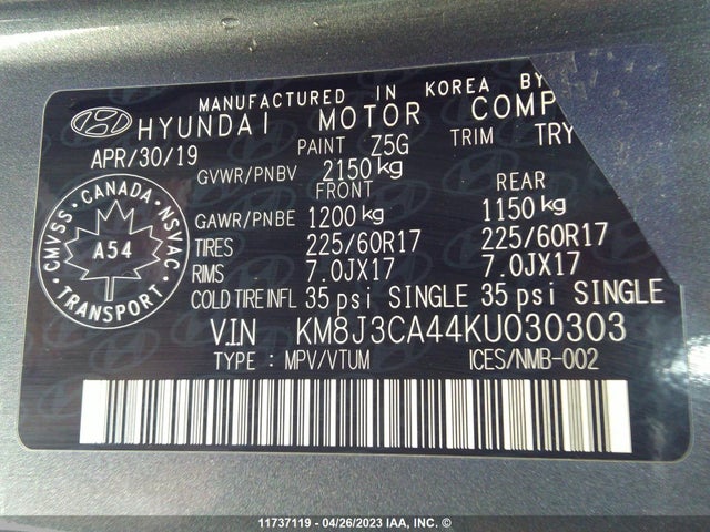 Hyundai Tucson Preferred 2019 KM8J3CA44KU030303 Image 10
