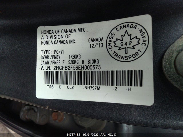 Honda Civic Sedan Ex 2014 2HGFB2F56EH000575 Image 9