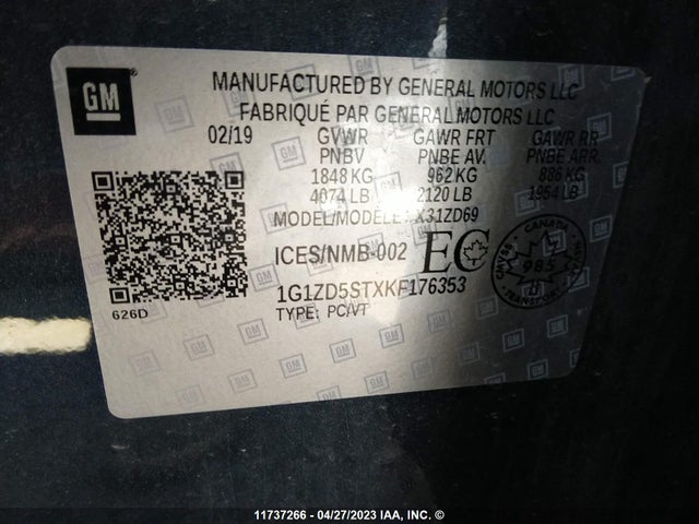 Chevrolet MALIBU LT 2019 1G1ZD5STXKF176353 Image 9