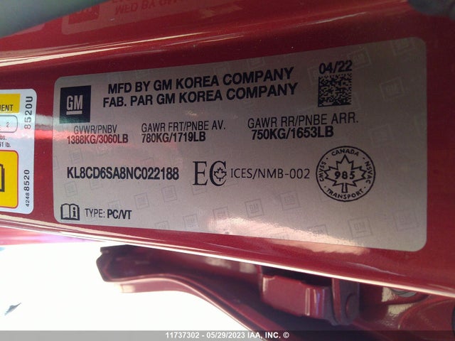 Chevrolet SPARK 1LT 2022 KL8CD6SA8NC022188 Image 9