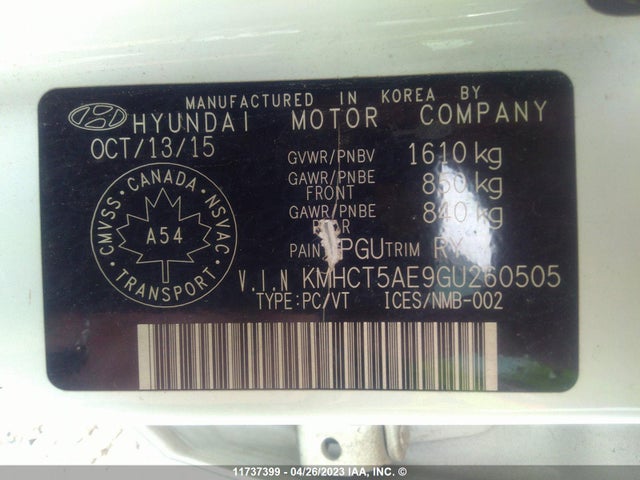 Hyundai ACCENT SE 2016 KMHCT5AE9GU260505 Image 9