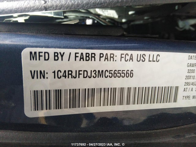 1C4RJFDJ3MC565566 Jeep Grand Cherokee Srt-8