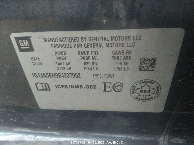 Chevrolet SONIC LS 2014 1G1JA5EH9E4237902 Image 10