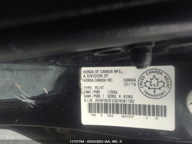 Honda Civic Sedan Ex 2014 2HGFB2E53EH041182 Image 10