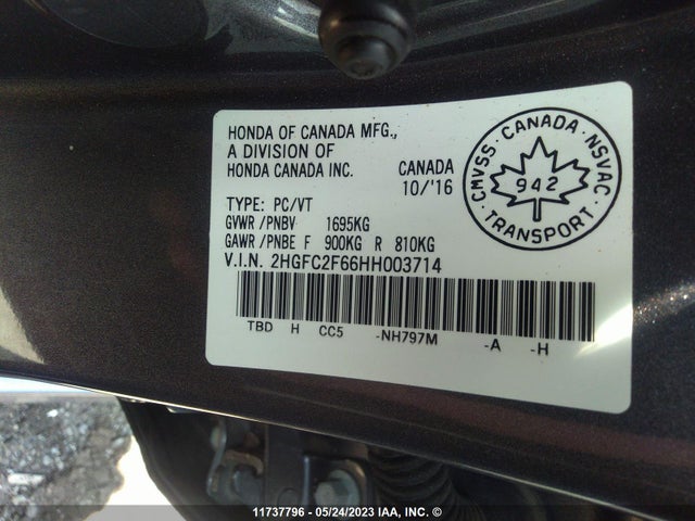 Honda Civic Sedan Lx 2017 2HGFC2F66HH003714 Image 9