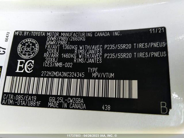 2T2HZMDA3NC324345 Lexus Rx Rx 350