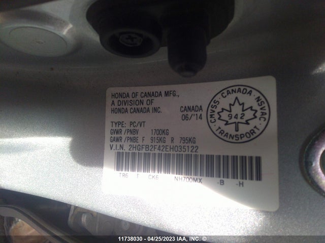 Honda Civic Lx 2014 2HGFB2F42EH035122 Image 10