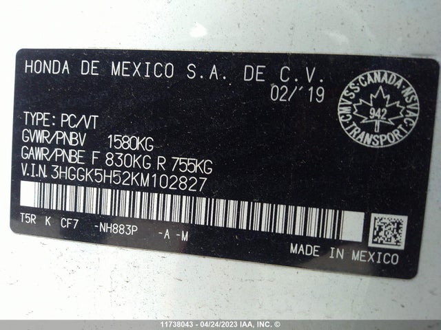 Honda FIT LX 2019 3HGGK5H52KM102827 Image 9